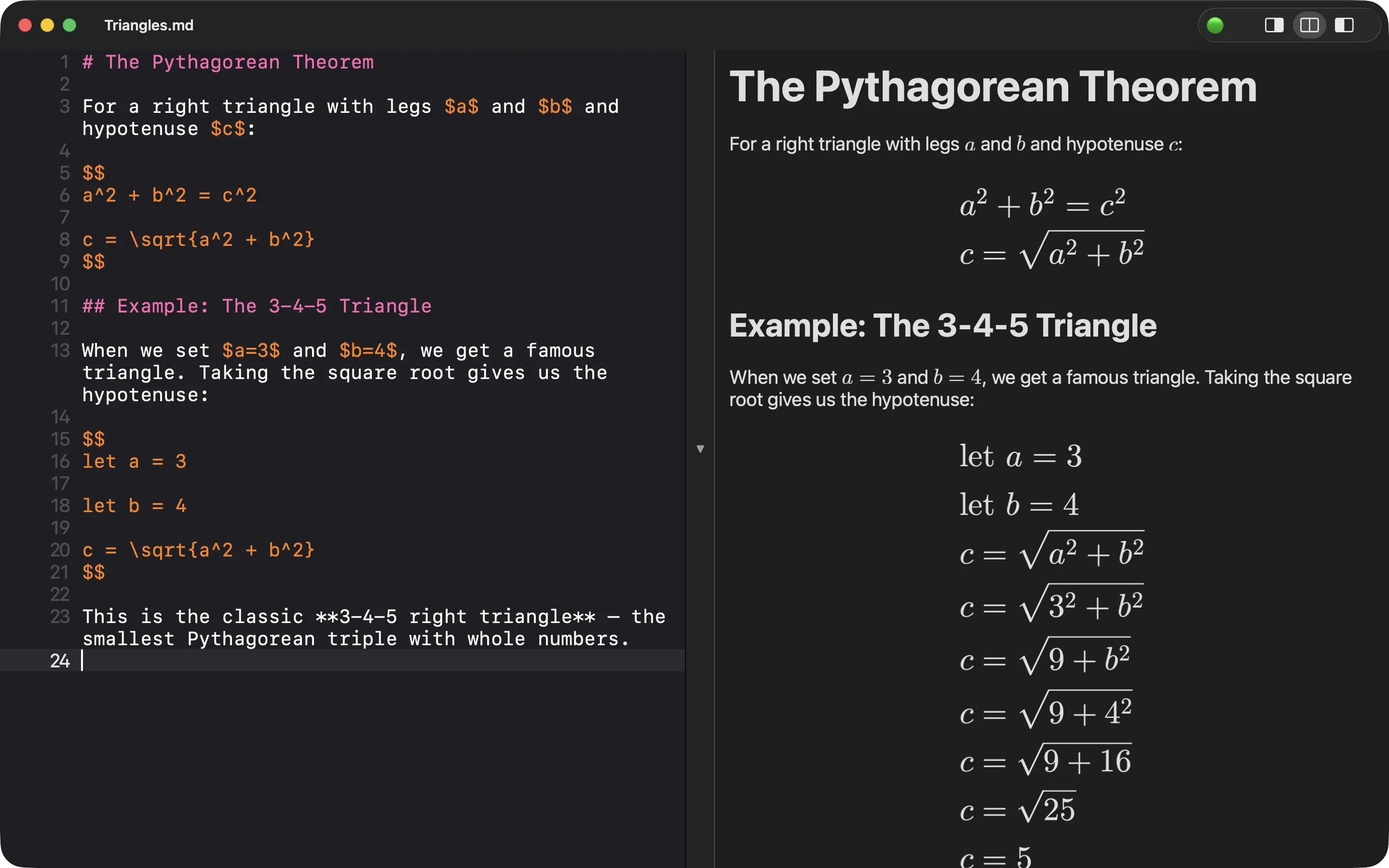 MathDown Screenshot Dark