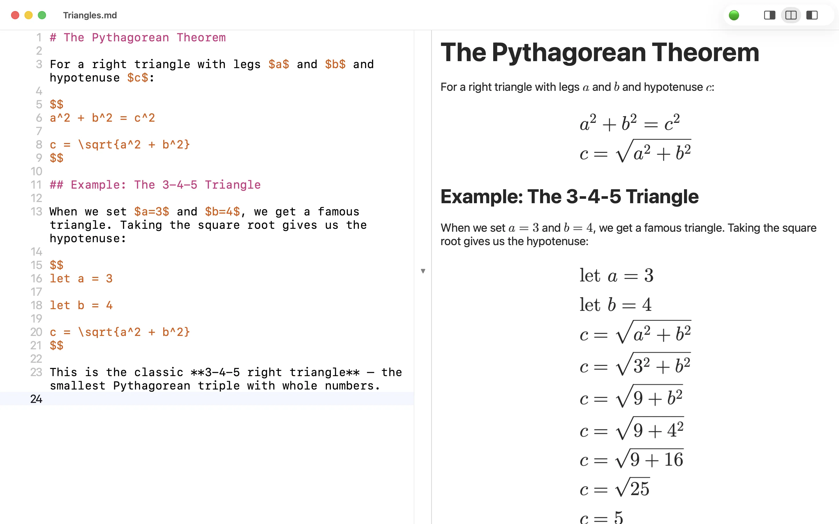 MathDown Screenshot Light