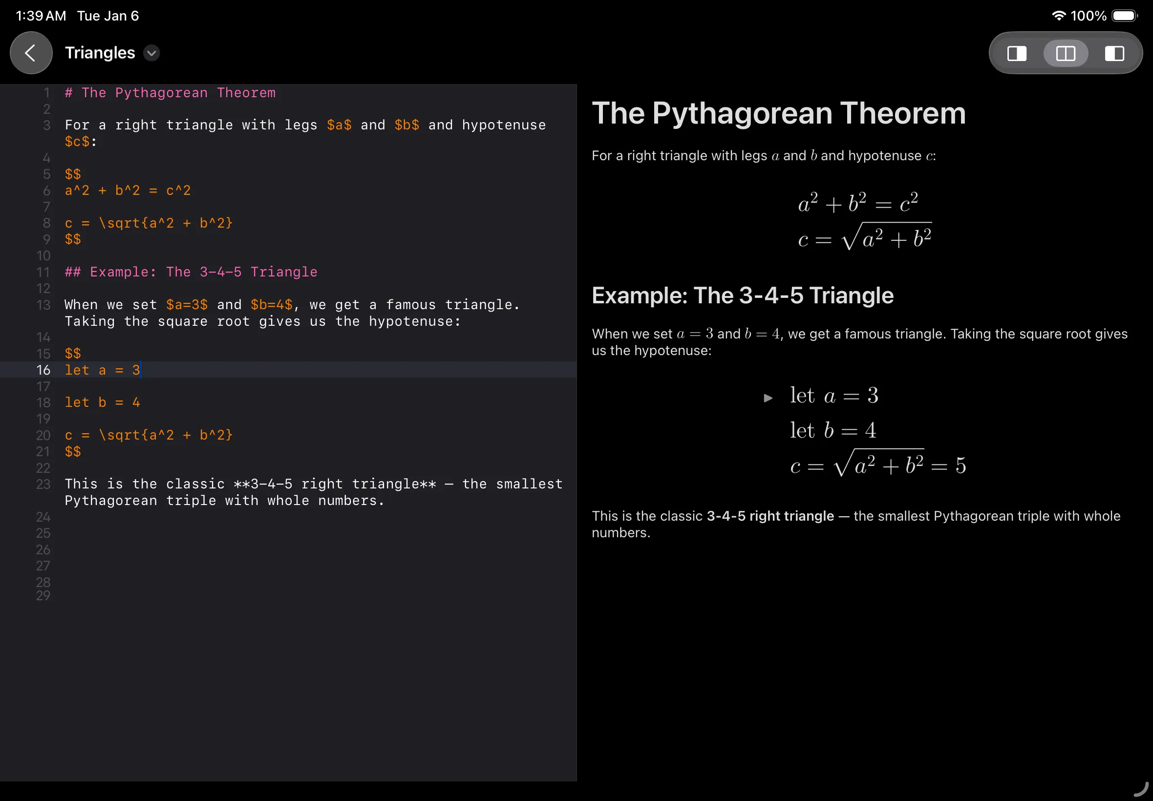MathDown iPad Screenshot Light